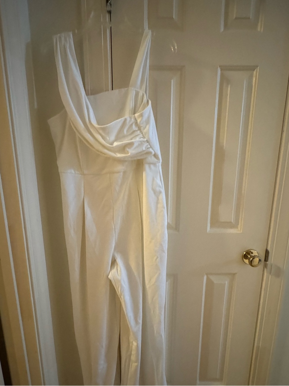 White Draped Jumpsuit size large